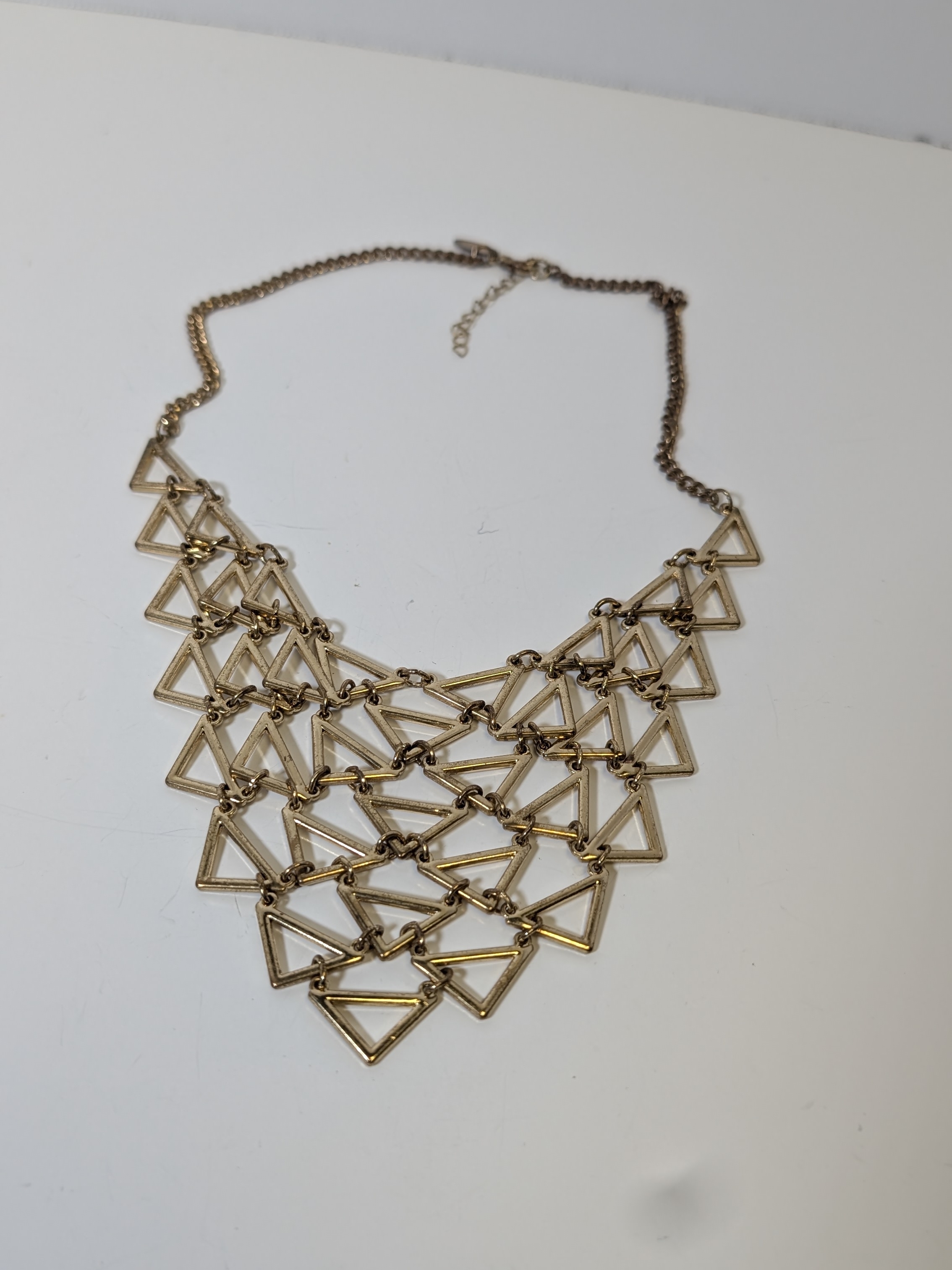 Geometric Gold Triangle Statement Necklace